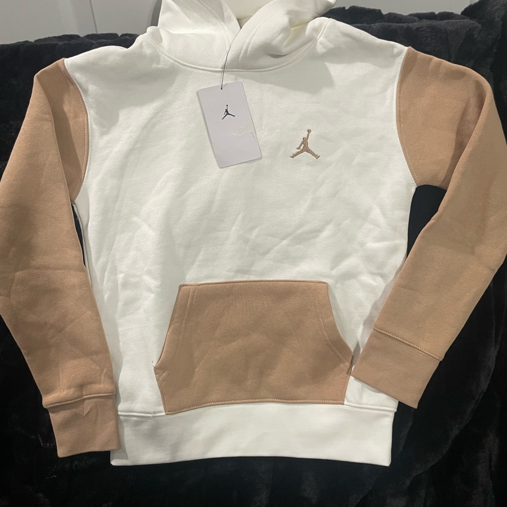 Jordan Kids Hoodie in White and Tan